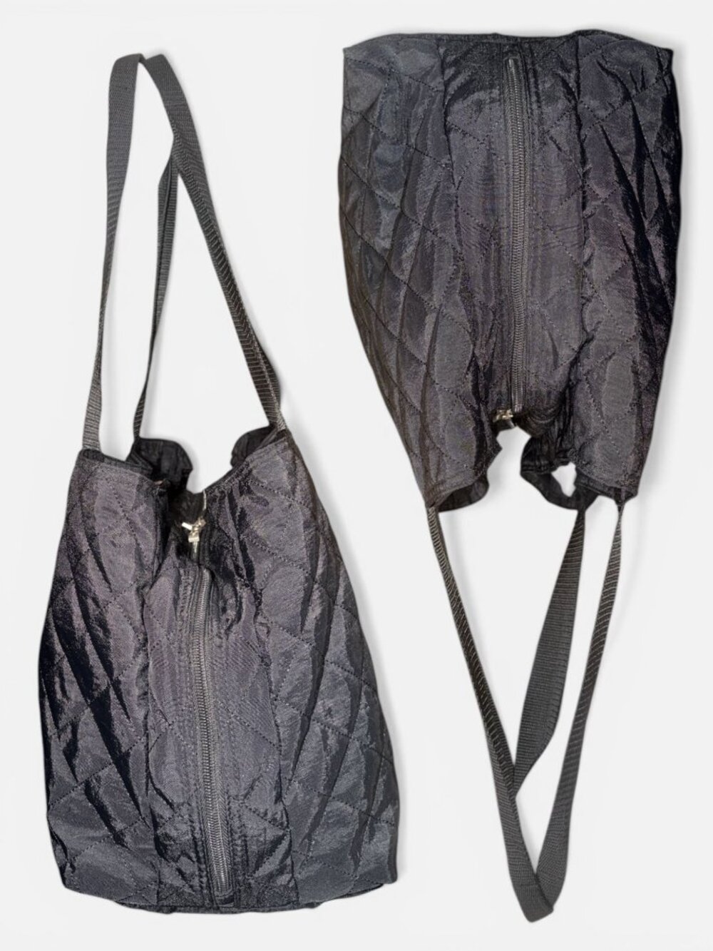 Baggallini Large Quilted Travel Duffle Black Nylon 3 Compartment Tote Wristlet - Picture 5 of 10